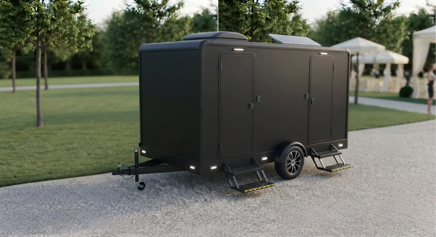 2 stall restroom trailer from our Diamond Bar fleet
